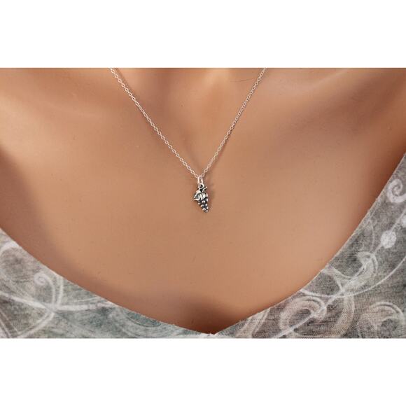 Sterling Silver Oxidized Grapes Charm Necklace - Picture 2 of 5